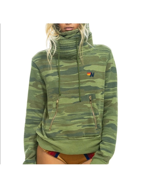 Aviator Nation Tops - 🌺SALE🌺 Aviator Nation Green Camo Pullover Hoodie with gold zippers size small i